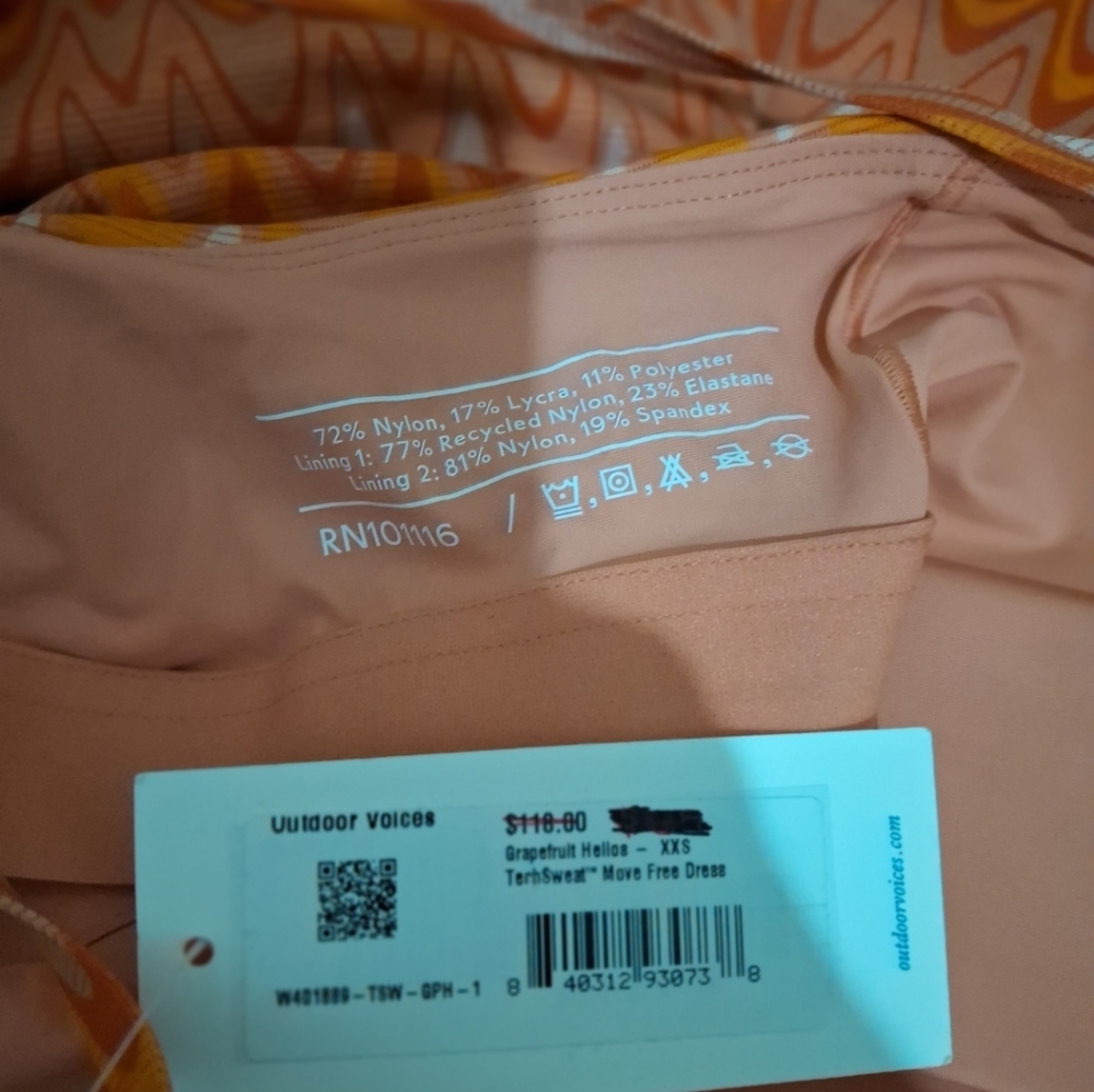 Outdoor Voices Grapefruit Helios Exercise Dress Size XXS NWT - Picture 3 of 5